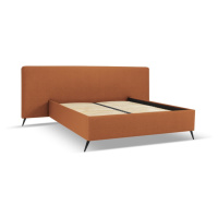 Čalúnená dvojlôžková posteľ v tehlovej farbe s úložným priestorom a roštom 160x200 cm Walter – M