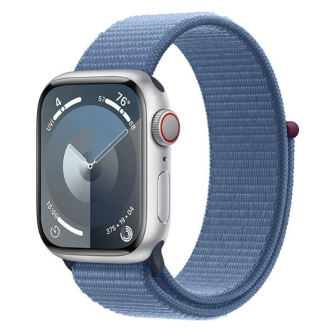 APPLE WATCH SERIES 9 GPS + CELLULAR 41MM SILVER ALUMINIUM CASE WITH WINTER BLUE SPORT LOOP,MRHX3