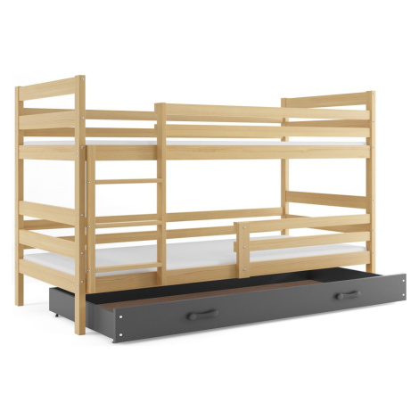 Expedo Poschodová posteľ RAFAL 2 + úložný priestor + matrac + rošt ZADARMO, 90x200 cm, borovica,