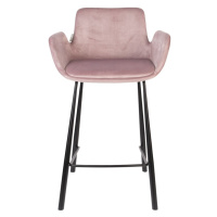 Svetloružové zamatové barové stoličky v súprave 2 ks 91,5 cm Brit – Zuiver
