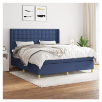 vidaXL Posteľný rám boxspring s matracom modrý 160x200 cm látka