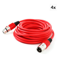 Electronic-Star XLR kábel, červený, 6 m, samec-samica, 4 kusy