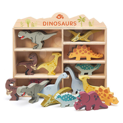 Drevené prehistorické zvieratá na poličke 24 ks Dinosaurs set Tender Leaf Toys