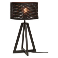 Čierna stolová lampa s bambusovým tienidlom (výška 53 cm) Java – Good&Mojo