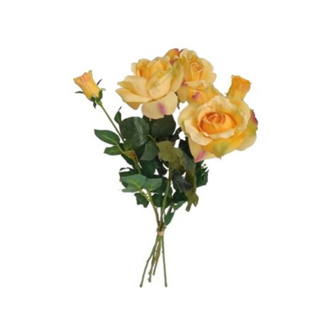 Umelá kvetina Ruža žltá, 68 cm, 5 ks