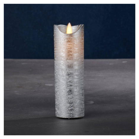 LED sviečka Sara Exclusive, strieborná, Ø 5cm, výška 15cm SIRIUS