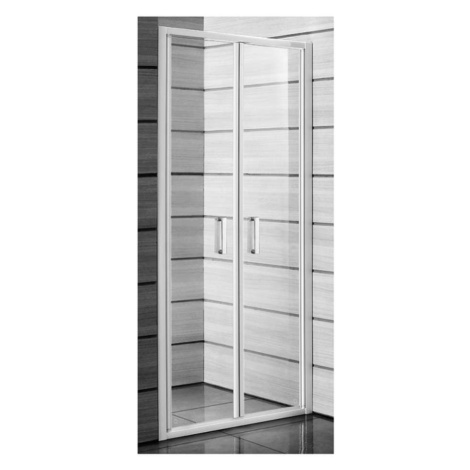 Jika Lyra plus - Sprchové dvere dvojkrídlové, 90x190 cm, biela/sklo dekor stripy H2563820006651