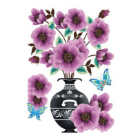 Kvetinová nálepka na stenu 3D Purple