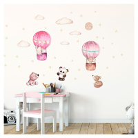 Ružové detské samolepky na stenu Ambiance Balloons and Stars