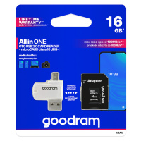 Pamäťová karta microSDHC 16 GB GOODRAM s adaptérom a čítačkou kariet