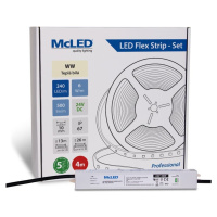 McLED  LED páska - sada 4 m, 240 LED/m, WW, 6 W/m, DC 24V, 500 lm/m, CRI90, IP67, 10 mm, vodič 3