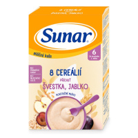 SUNAR Mliečna kaša 8 cereálií slivka jablko 210 g