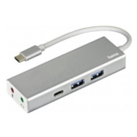Hama 135758 USB-C 3.1 hub Aluminium, 2x USB-A, USB-C, 3,5 mm audio