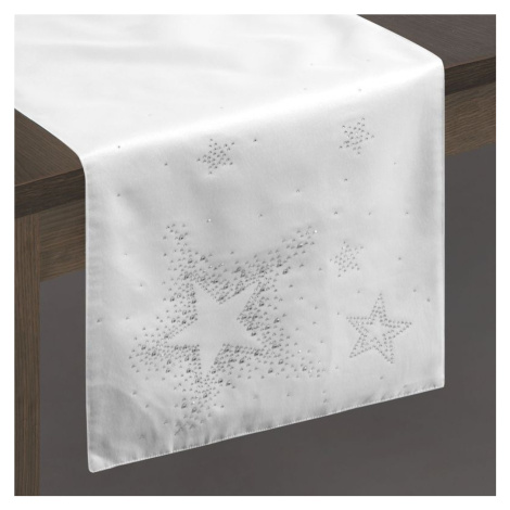DomTextilu Vianočný obrus štóla v bielo striebornej kombinácii 35x140 33214-163986 Biela