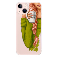 Odolné silikónové puzdro iSaprio - My Coffe and Redhead Girl - iPhone 13