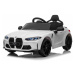 Elektrické autíčko BMW M4, biele, 2,4 GHz dialkové ovládanie, USB / Aux Vstup, odpruženie, 12V b