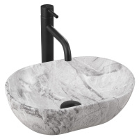 Rea Amelia Mini STONE MATT, umývadlo na dosku 380x260x130 mm, šedá-imitácia kameňa, REA-U9109