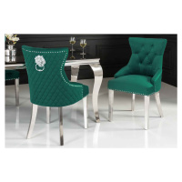 LuxD 28254 Dizajnová stolička Queen Levia hlava smaragdovo-zelený zamat