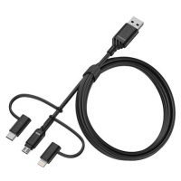 Kábel OTTERBOX 3IN1 USB A MICRO/LIGHTNING/USB C CABLE BLACK (78-52685)