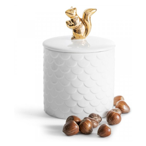 Porcelánová dóza Sagaform Winter Squirrel 5017703, biela 450ml