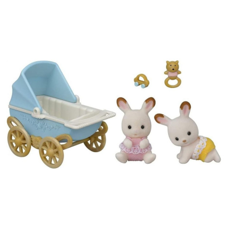 Sylvanian Families Dvojičky Chocolate králikov s kočíkom