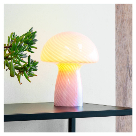 Dyberg Larsen Stolná lampa Mushroom, ružová, výška 23 cm, sklo