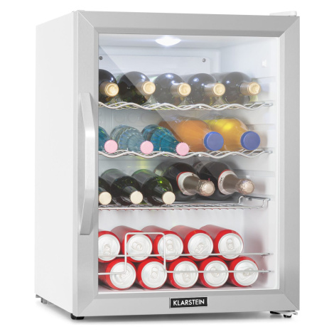 Klarstein Beersafe XL Crystal White, chladnička, D, 60 l, LED, sklenené dvere, biela/strieborná