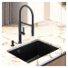 Sink Quality Crypton 60, kuchynský granitový drez 535x400x205 mm + chrómový sifón, čierna, SKQ-C