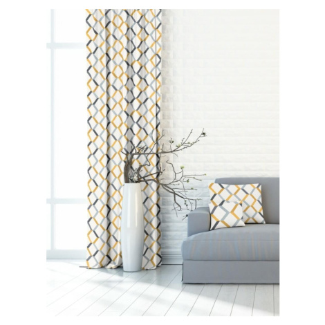 Dekoratívna alebo textilná záclona, OXY Žlto-šedá geometria, sivo-žltá, 150 cm FORBYT