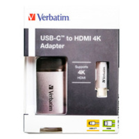 USB (3.1) húb 1-port, 49143, šedá, dĺžka kábla 10cm, Verbatim, 1x HDMI