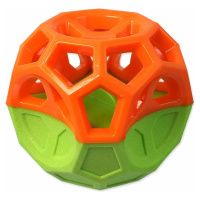 Hračka Dog Fantasy lopta s goemetrickými obrazcami pískacia oranžovo-zelená 8,5cm