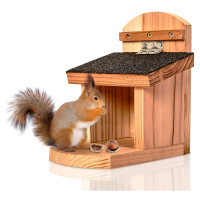 Blumfeldt Kŕmidlo pre veveričky, plochá strecha, cédrové drevo, bitúmen, neopracované
