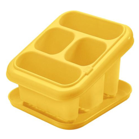 TONTARELLI Plastový odkvapkávač na príbory s podnosom TONTARELLI žltý