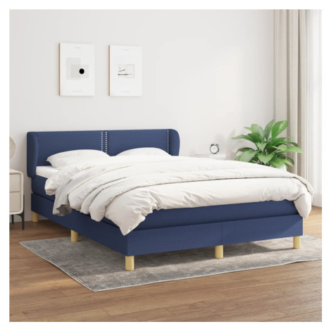 vidaXL Posteľný rám boxspring s matracom modrý 140x200 cm látka