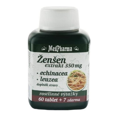 MEDPHARMA Ženšen 350 mg + echinacea + leuzea 60 + 7 tabliet ZADARMO