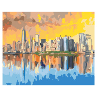 Maľovanie podľa čísel - NEW YORK V ODRAZE VODY Rámovanie: vypnuté plátno na rám, Rozmer: 40x50 c