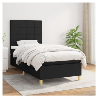 vidaXL Posteľný rám boxspring s matracom čierny 90x190 cm látka