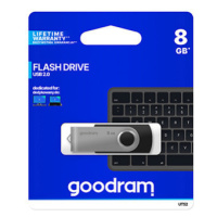 Goodram USB flash disk, USB 2.0, 8GB, UTS2, čierny, UTS2-0080K0R11, USB A, s otočnou krytkou