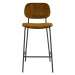 Zamatová barová stolička v horčicovej farbe 92 cm Emma - Light & Living
