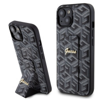 Guess PU Grip Stand G Cube Zadný Kryt pre iPhone 15 Black