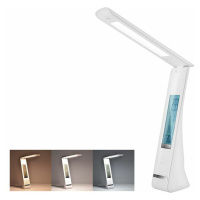 Solight LED stolná lampička nabíjačka, 5W, displej, zmena chromatičnosti, USB, biela