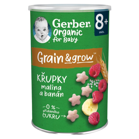 GERBER Organic chrumky s malinami a banánom 35 g