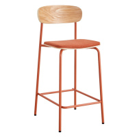 Barové stoličky v súprave 2 ks v červeno-prírodnej farbe (výška sedadla 66 cm) Adriana – Marcker