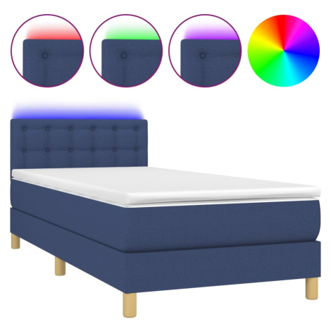 vidaXL PosteÄľ boxsping s matracom a LED modrĂˇ 90x190 cm lĂˇtka