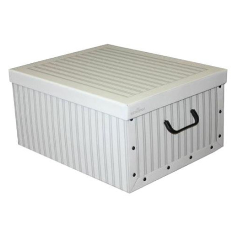 Compactor Skladacia úložná krabica - kartón box Anton 50 x 40 x 25 cm, biela / sivá