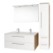 MEREO - Bino, kúpeľňová skrinka vysoká 163 cm, pravá, biela/dub CN678