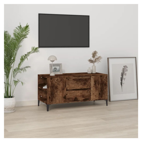 vidaXL TV skrinka dymový dub 102x44,5x50 cm spracované drevo