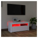 vidaXL TV skrinka s LED svetlami biela 90x35x40 cm