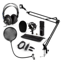 Auna CM001B mikrofónová sada V4 slúchadlá, kondenzátorový mikrofón, USB adaptér, mikrofónové ram