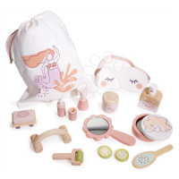 Drevený kúpeľňový set pre bábiku Spa Retreat Set Tender Leaf Toys v textilnej taške s 11 doplnka
